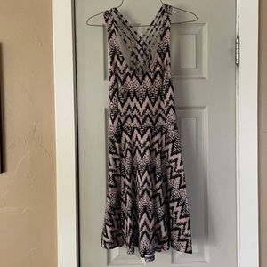 Pink and black skater dress